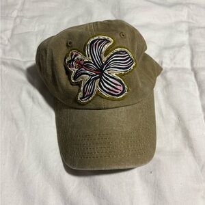 Maidens of the Pacific Khaki Cap with Floral Embroidery